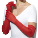 Red elbow length gloves
