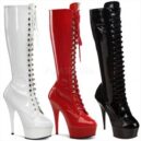 Delight 2023 6" stiletto heel raised front platform lace-up boot by Pleaser USA.
