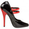 Domina 442 two tone six inch stiletto heel court shoe with duel adjustable straps by Pleaser USA.