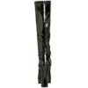 Electra 2000Z five inch block heel platform thigh boots in Black stretch patent by Pleaser USA