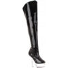 Kiss 3010 six inch platform thigh boot in black on clear by Pleaser USA
