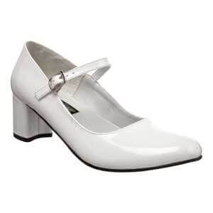 School Girl 50 low heel ladies shoe in white patent