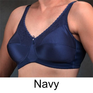 satin and lace pocket bra in Navy