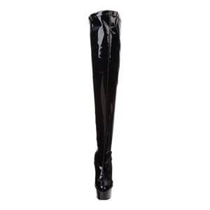 Delight 3000 thigh boot in black patent finish by Pleaser USA