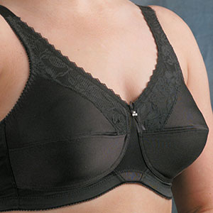 satin and lace pocket bra ideal for silicone breast forms.