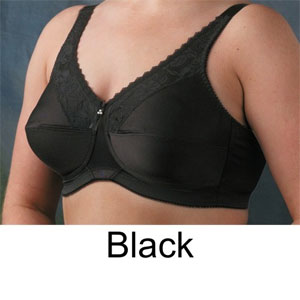satin and lace pocket bra in black