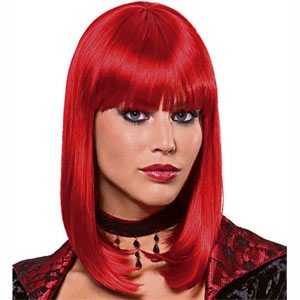 Star Incognito wig. Medium length fashion wig. Shown in Cherry Red.