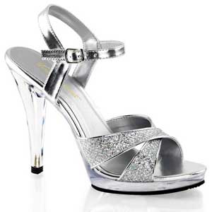 Flair 419 silver glitter open toe sandal with ankle strap.