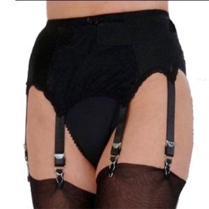 Plain panel suspender belt NDL2 in black