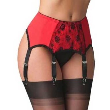 NDL60 red with black lace overlay