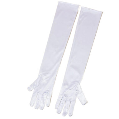 white opera satin gloves