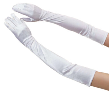 White satin opera gloves