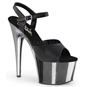 Adore 709 Black Faux Leather with Chrome