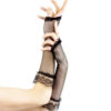 Black fingerless fishnet gloves