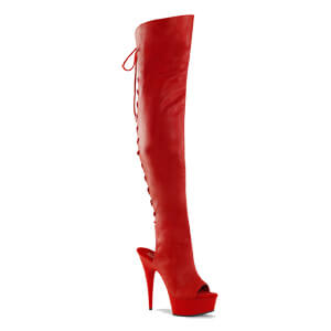 delight 3019 red faux leather knee boots