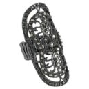 Hematite black oval elasticated ring
