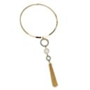 Gold and burnished gold colour tassel collar necklace
