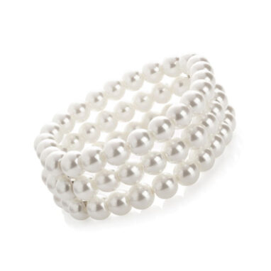 Three row elasticated white pearl effect bracelet