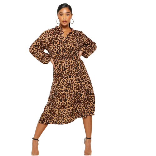 Leopard Print Belted Midi Dress available up to a uk24 | Translife Limited