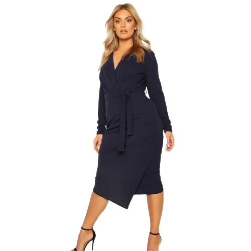 Wrap front Midi Dress