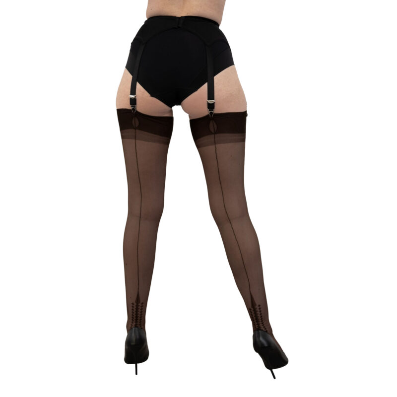 Memphir full fashioned stockings in black