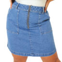 Zip Pocket Denim Mini Skirt