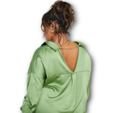 satin blouse green