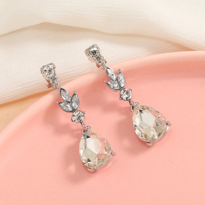 Rhinestone Decor Clip On Earrings