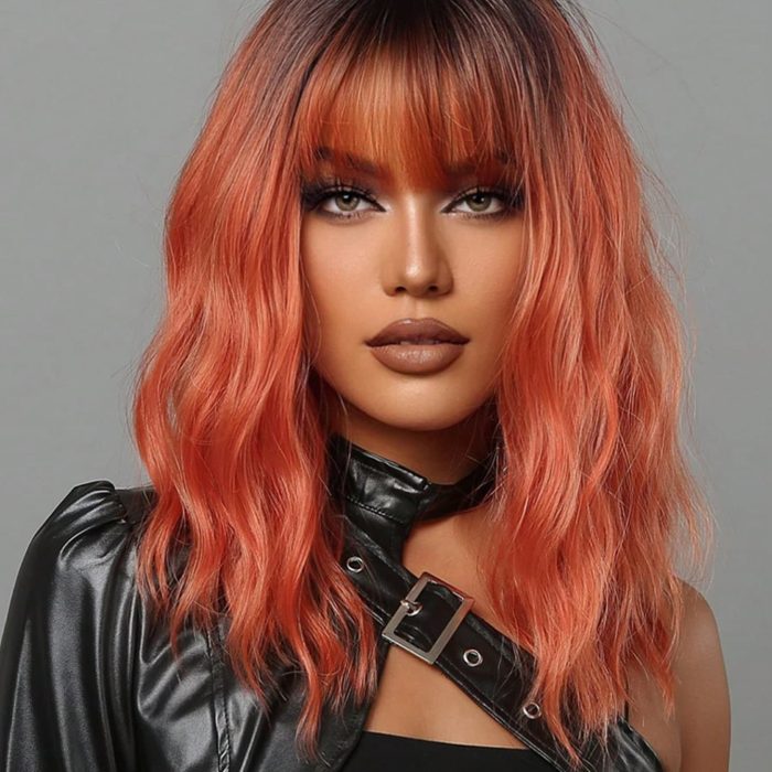Ombre Orange Curly Synthetic Wig