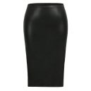 Split Hem PU Leather Pencil Skirt