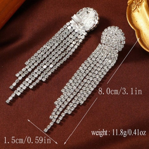 Waterdrop Rhinestone Clip-On Earrings