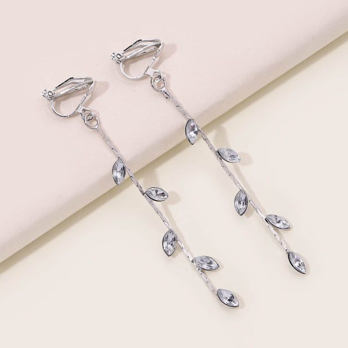 Zirconia Decor Clip On Earrings
