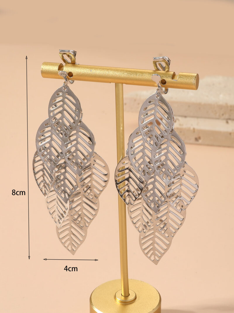 Hollow Out Leaf Charm Ear Cuffs