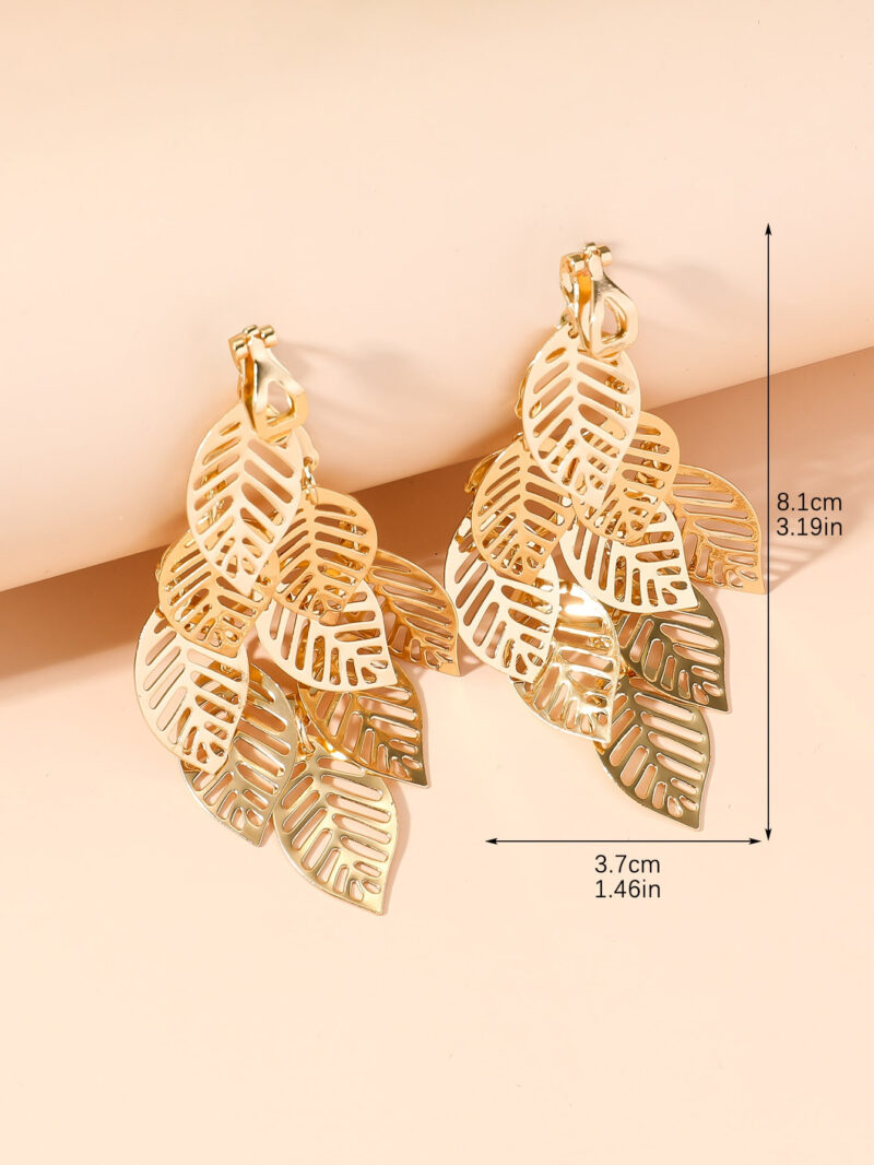 Hollow Out Leaf Charm Ear Cuffs