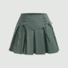 green denim skirt