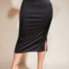 Satin split hem satin skirt