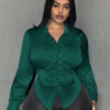 Dark Green Satin Blouse