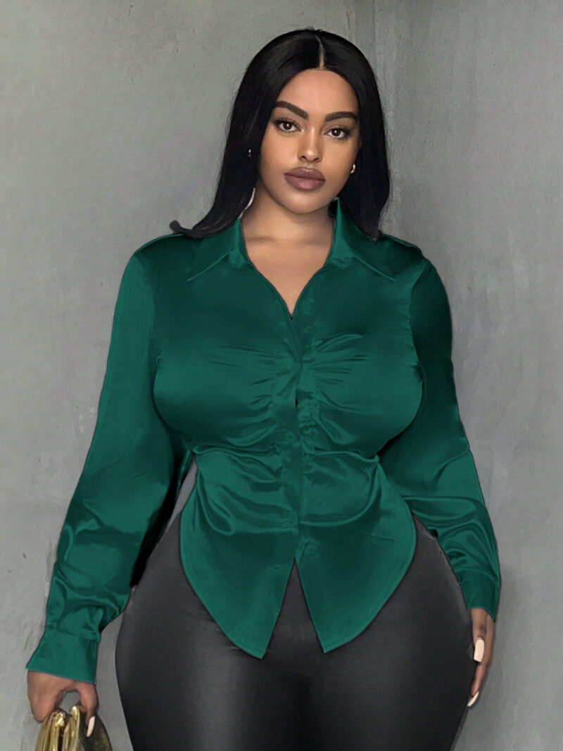 Dark Green Satin Blouse