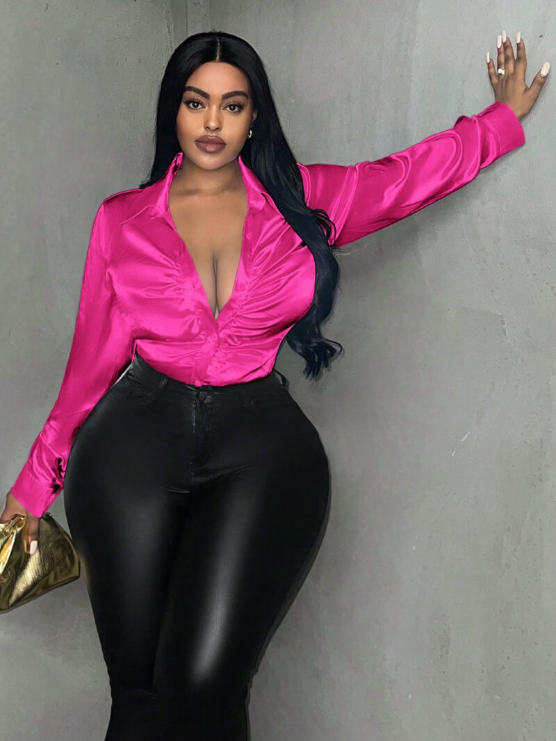 Hot Pink satin blouse