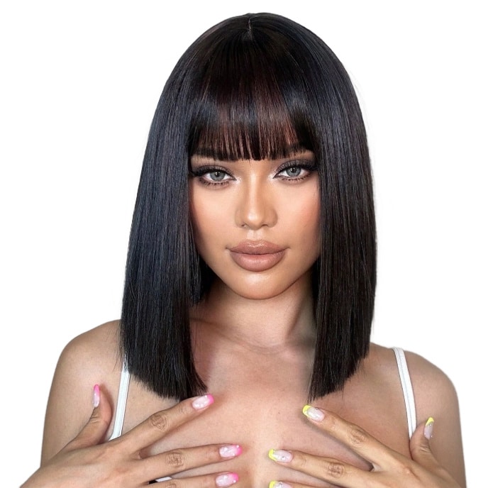 Natural Black Short Straight Bob Wig