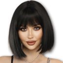 natural black short straight bob wig