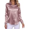 pleated long sleeve satin shirt