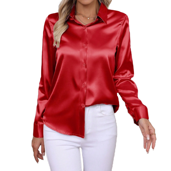 Red satin blouse