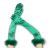 Long Satin Gloves Green