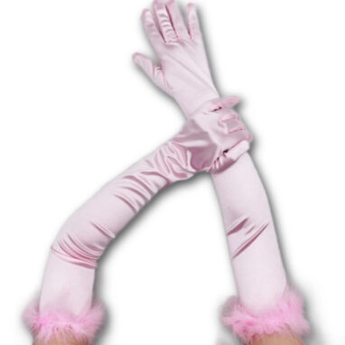 Pink Long Satin Gloves
