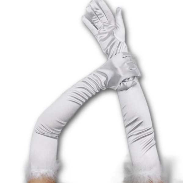 White Long Satin Gloves