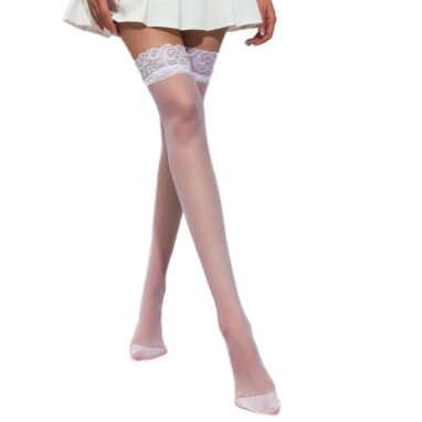 Thigh High Stockings Anti-Slip in White