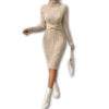 Turtleneck Raglan Sleeve Twist Front Jumper Dress