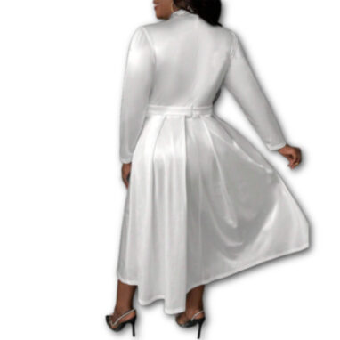 White satin Long sleeved dress