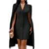 Ladiora Cloak Sleeve Lapel Neck Single Breasted Bodycon Dress